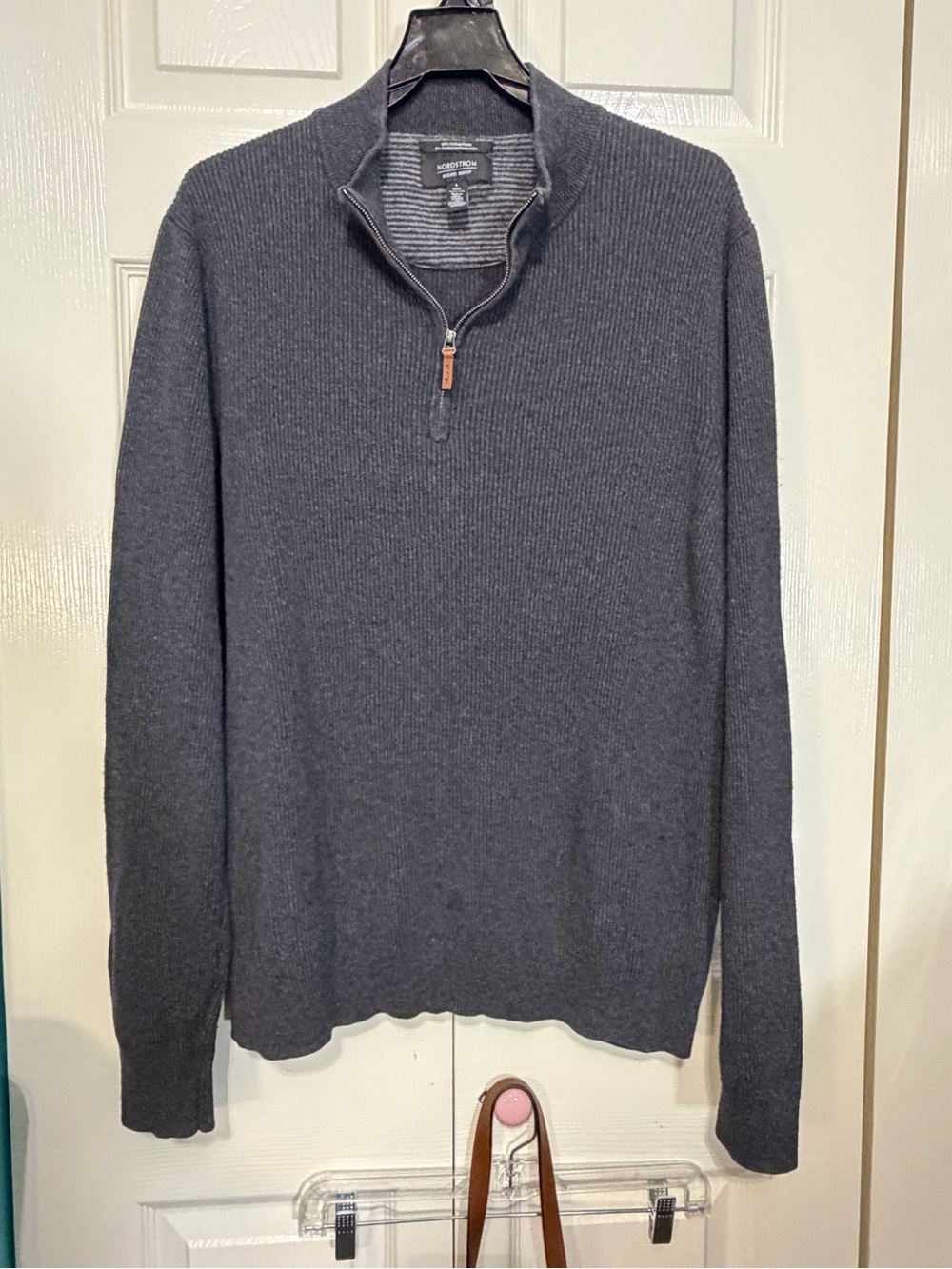 Nordstrom Charcoal Quarter-Zip Ribbed Men’s Sweater